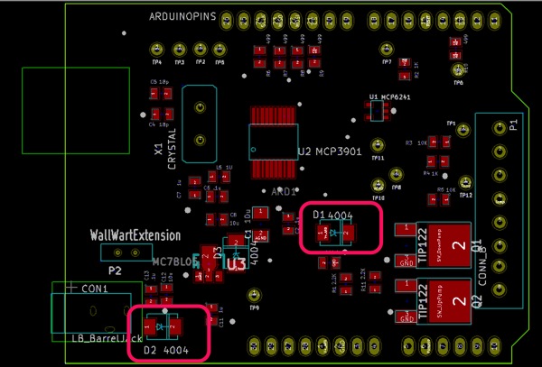 Healthy pH Board Layout With Diodes Highlighted